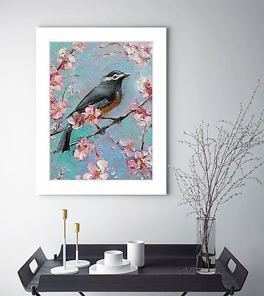 queence Bild »Mona«, Vögel, gerahmt, Blumen günstig online kaufen
