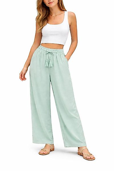 SUBLEVEL Chinos Damen Luftige Sommerhose Freizeit Weit geschnitten Stoffhos günstig online kaufen