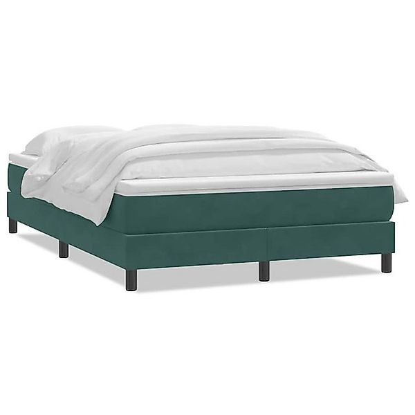 vidaXL Boxspringbett, Boxspringbett mit Matratze Dunkelgrün 140x210 cm Samt günstig online kaufen