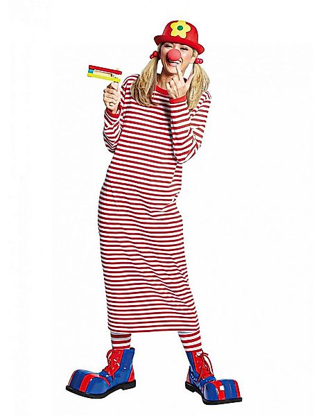Espa Partyanzug Langes Clownskleid geringelt für Damen rot-weiß günstig online kaufen