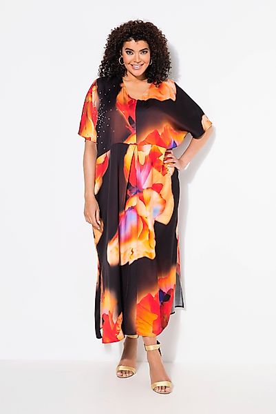 Ulla Popken Cocktailkleid Satin-Kaftan Blüten Ziersteine günstig online kaufen