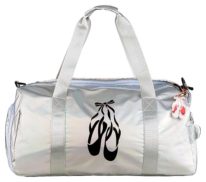 tanzmuster Sporttasche Ballett Tasche silber, mit Ballettschuhe Aufdruck günstig online kaufen