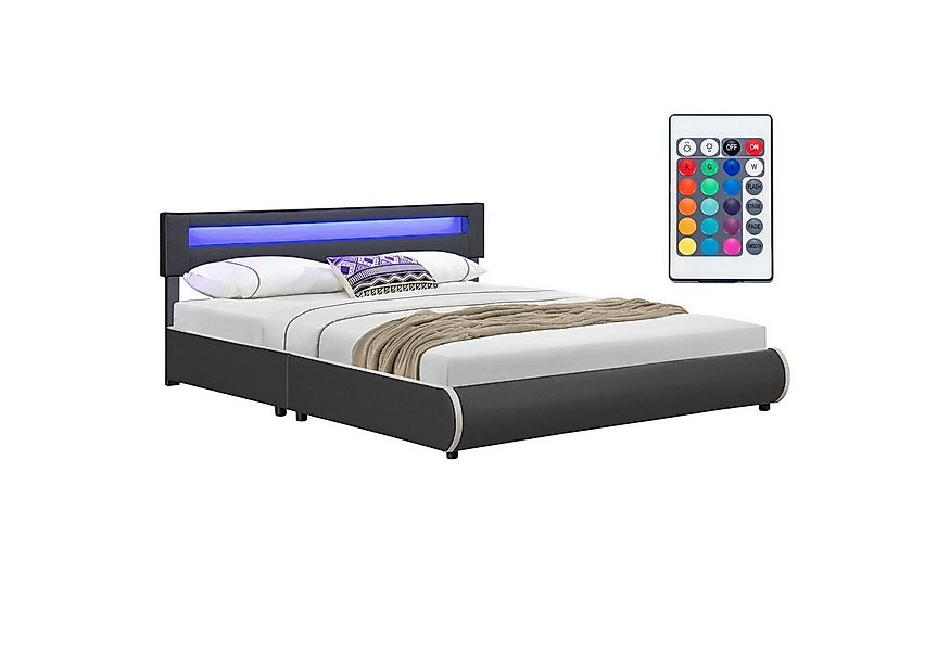 Juskys Polsterbett Sevilla, 180x200 cm, RGB-LED, Kunstleder, gepolstertes K günstig online kaufen