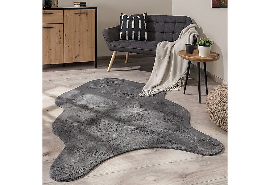 Paco Home Fellteppich Pelt 640, fellförmig, Höhe: 16 mm, Kunstfell, Uni Far günstig online kaufen