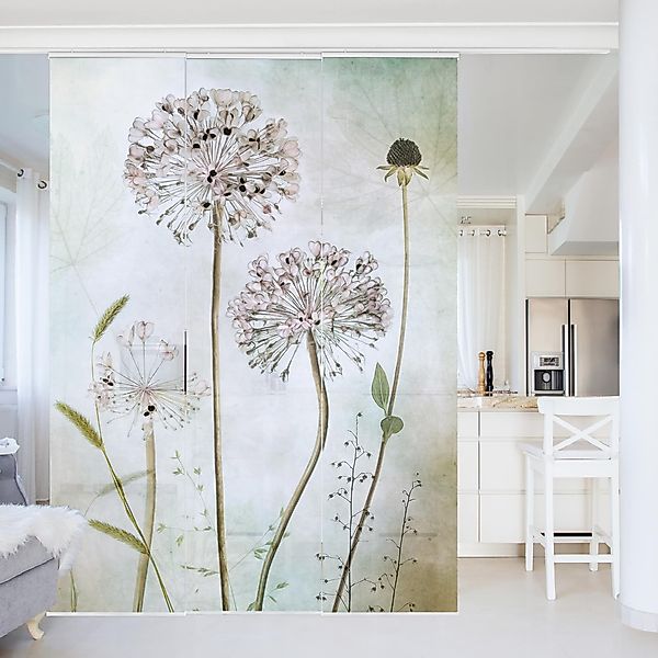 Bilderdepot24 Schiebegardine modern Flächenvorhang blickdicht Lauchblüten günstig online kaufen