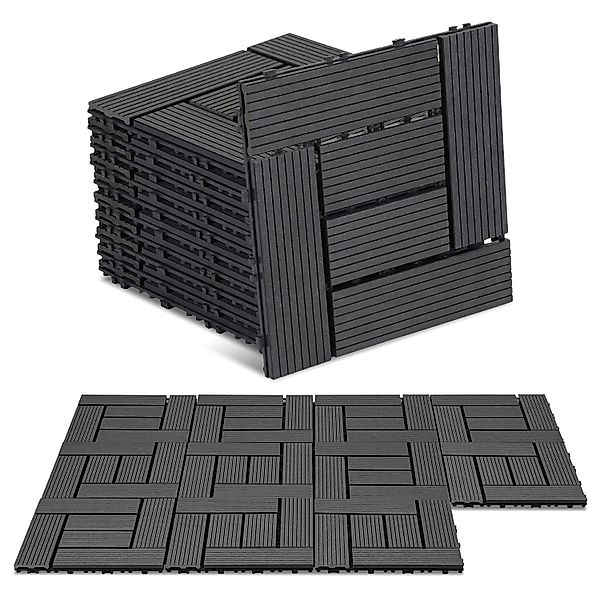 Clanmacy Holzfliesen WPC Klickfliesen Terrassenfliesen Balkonfliesen günstig online kaufen