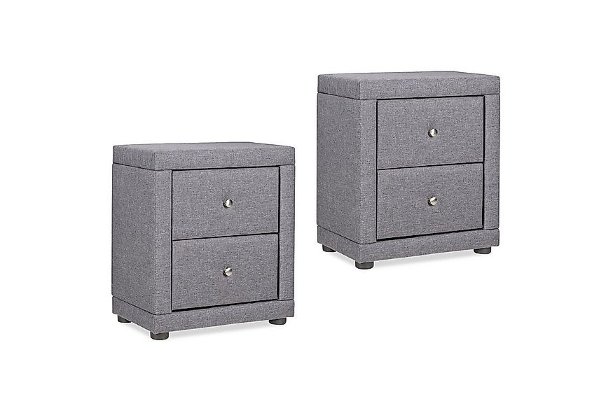 Homestyle4u Nachttisch mit 2 Schubladen Stoff Grau 1 oder 2 Nachtkonsolen K günstig online kaufen