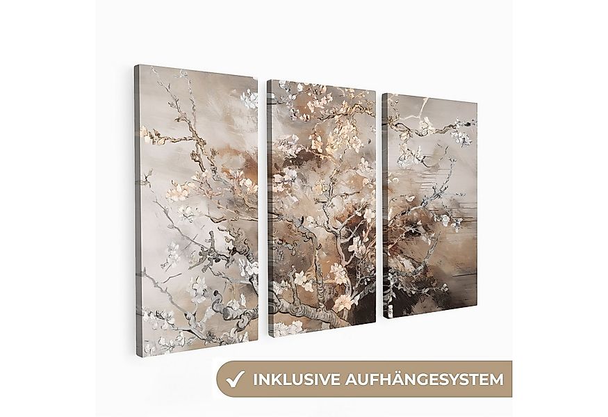 MuchoWow Leinwandbild Mandelblüte - Abstrakt - Beige, Fotodruck (3 St), Wan günstig online kaufen