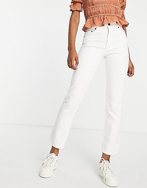 French Connection – Jeans in Weiß mit hohem Bund und geradem Schnitt günstig online kaufen