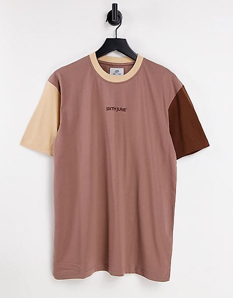 Sixth June – T-Shirt in Braun im Blockfarbendesign günstig online kaufen