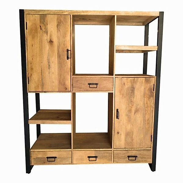 Villa Möbel Fächerschrank (150x40x180cm, 1 Fächerschrank) Mangoholz mit Met günstig online kaufen