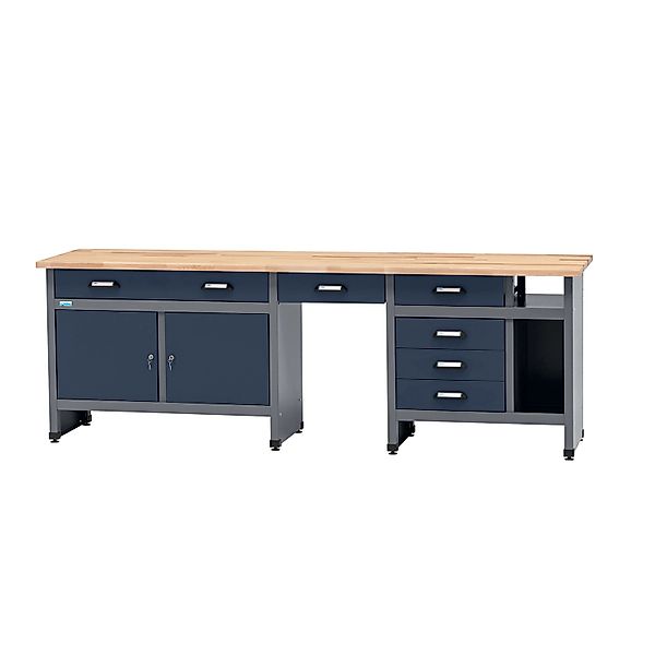 Küpper Werkbank 6 Schubladen 2 Türen Sitzraum 84 x 240 x 60 cm Dunkelblau günstig online kaufen