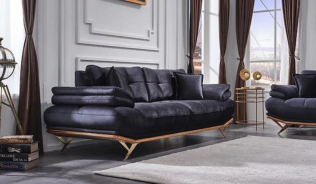 JVmoebel Sofa Wohnzimmer Sofa Dreisitzer Couch Textil Grau Luxuriöse Polste günstig online kaufen