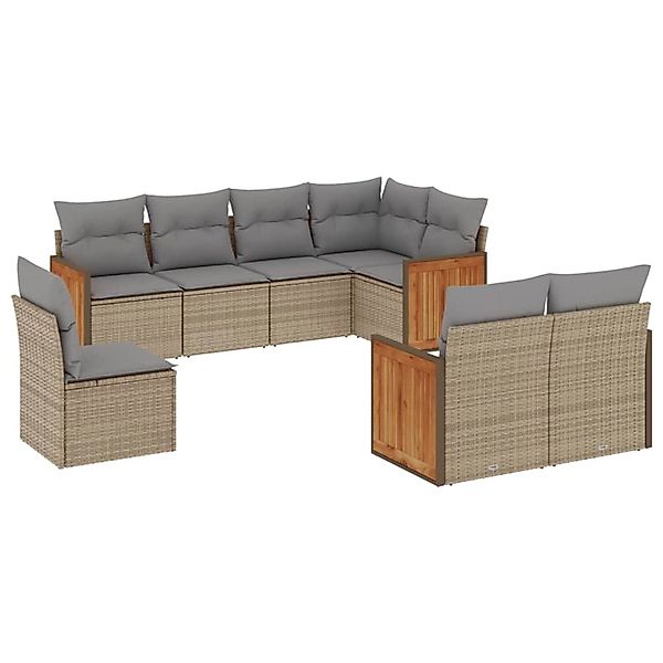 vidaXL 8-Tlg Garten-Sofagarnitur mit Kissen Beige Poly Rattan 3260246 günstig online kaufen