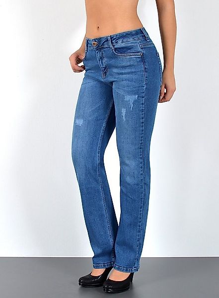 ESRA Straight-Jeans Stretch-Jeans Damen High Waist Jeans Straight Leg Hose günstig online kaufen