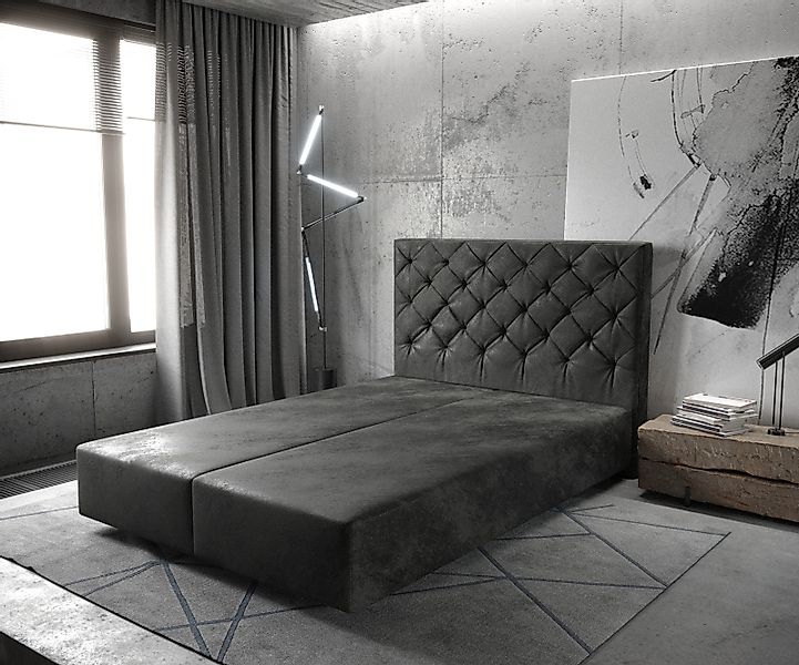 DELIFE Bettgestell Dream-Great, Mikrofaser Anthrazit Vintage 140x200 cm günstig online kaufen