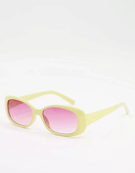 ASOS DESIGN – Ovale Sonnenbrille mit rosa Gläsern günstig online kaufen