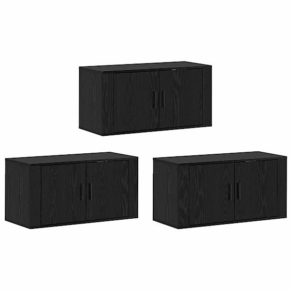vidaXL Wand-TV-Schrank Set Wandmontiert 3-Tlg Schwarz Eichen-Optik 3415599 günstig online kaufen