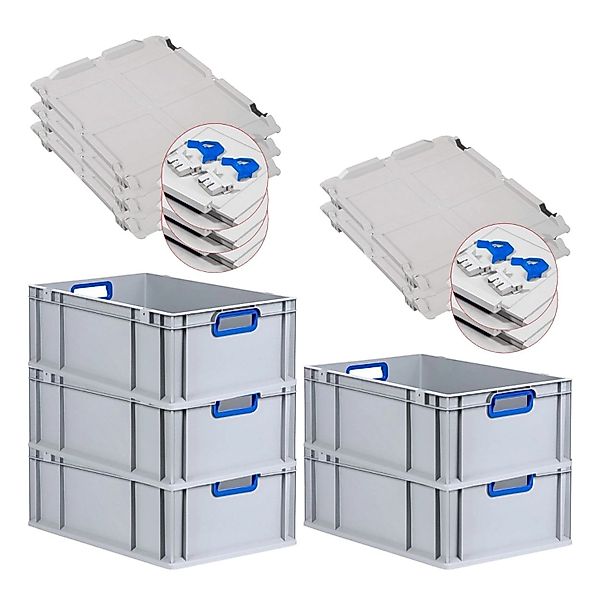 PROREGAL Spar Set 5x Eurobox Nextgen Color Mit Scharnierdeckel & Schiebesch günstig online kaufen