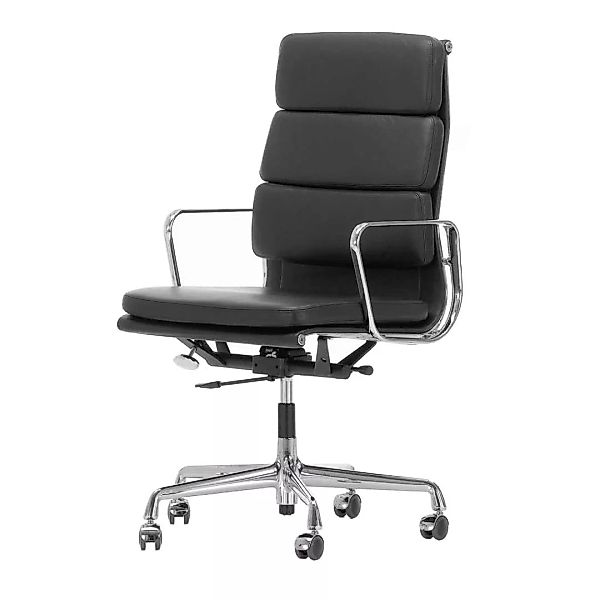 Vitra - EA 219 Soft Pad Eames Alu Chair Bürostuhl - Leder nero schwarz 66/G günstig online kaufen