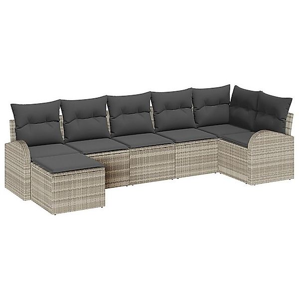 vidaXL Loungesofa Garten Sofa Set Set von 7 Beige Rattan, Polyester Garten günstig online kaufen