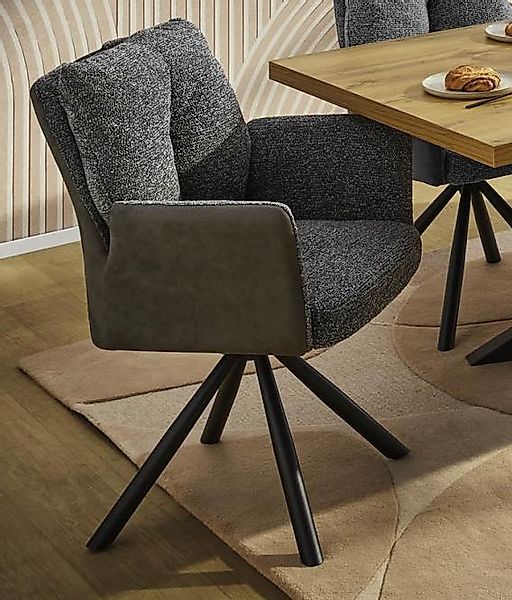 Armlehnstuhl 2er Set Webstoff Grau günstig online kaufen