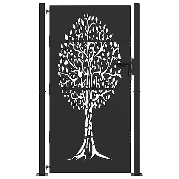 vidaXL Gartentor Schwarz 105 x 200 cm Pulverbeschichteter Stahl 42015888 günstig online kaufen