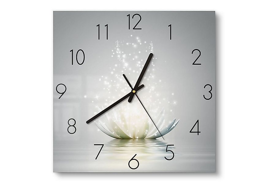 DEQORI Wanduhr 'Funkelnde Lotusblüte' (Glas Glasuhr modern Wand Uhr Design günstig online kaufen