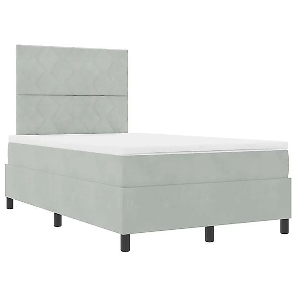 vidaXL Boxspringbett mit Matratze Hellgrau 120 x 200 cm Samt 3339890 günstig online kaufen