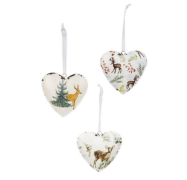 MICA Adventskranz Dekohänger Herzen mit Hirsch - ca. 6,5 cm - 3 Stück günstig online kaufen