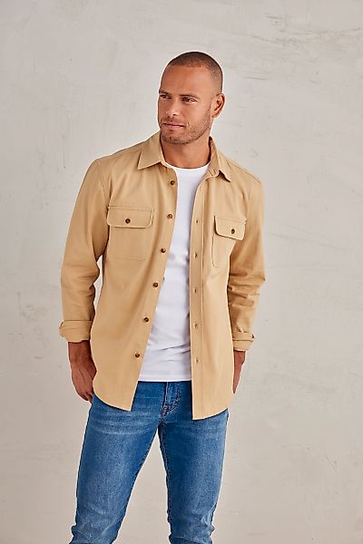John Devin Langarmhemd, Overshirt aus reiner Baumwolle, mit aufgesetzten Ta günstig online kaufen