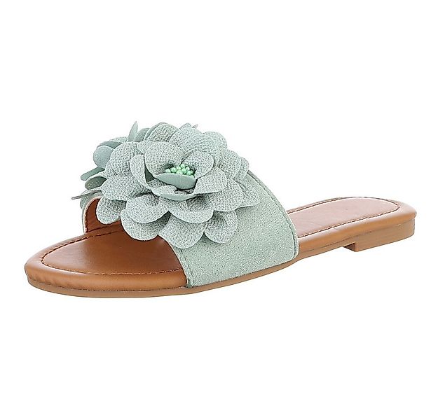 Ital-Design Modische Sandalen mit Blumenakzent, ideal für Sommer Pantolette günstig online kaufen