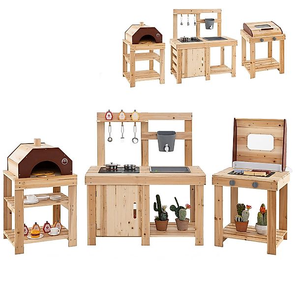 COSTWAY Outdoor-Spielküche Tannenholz, mit BBQ-Grill und günstig online kaufen