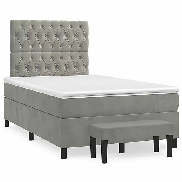 vidaXL Boxspringbett mit Matratze Hellgrau 120x200 cm Samt1356518 günstig online kaufen