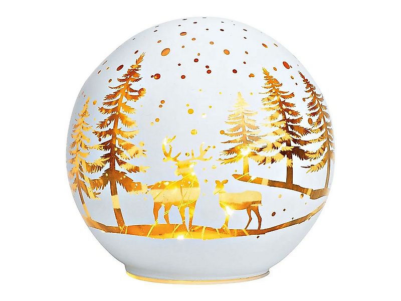 Levandeo® Nachttischlampe, LED Deko Kugel 15cm Weiß Glas Weihnachtsdeko Win günstig online kaufen