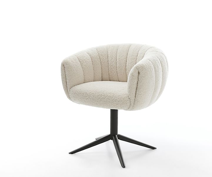 Drehstuhl Jada-Flex Teddystoff Beige Fußkreuz Schwarz 360° drehbar Wippfunk günstig online kaufen