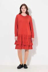 Ulla Popken Midikleid Sweatkleid Spitze Rundhals günstig online kaufen