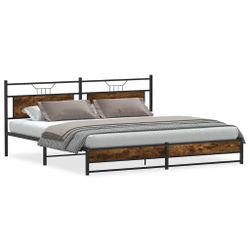 vidaXL Bett Metallbett ohne Matratze Räuchereiche günstig online kaufen