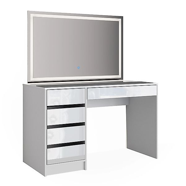 Vicco Schminktisch Sherry, Weiß Hochglanz, 120 cm mit LED Beleuchtung günstig online kaufen