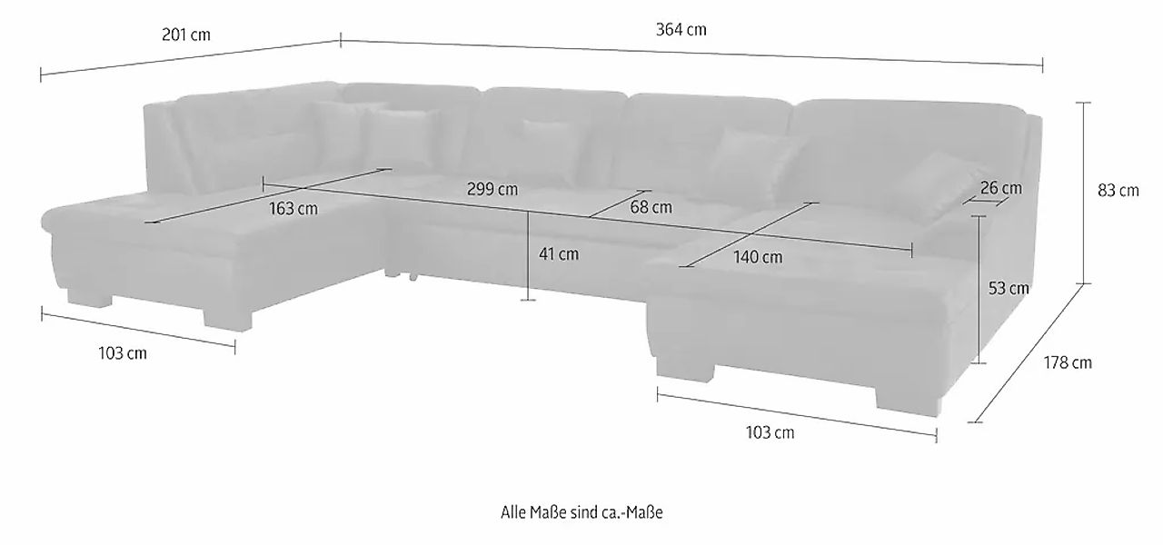 Home affaire Wohnlandschaft "Bergen zeitlos und elegant, U-Form", wahlweise günstig online kaufen