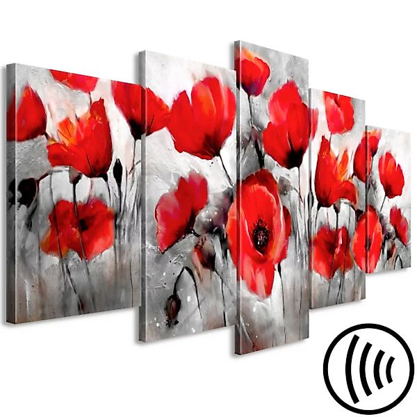 Wandbild Acrylic Poppies (5 Parts) Wide XXL günstig online kaufen