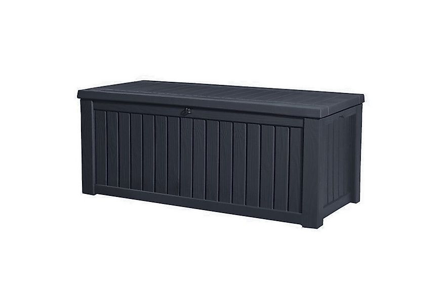 Keter Gartenbox Rockwood 570L Anthrazit naturgetreue Holzoptik Aufbewahrung günstig online kaufen
