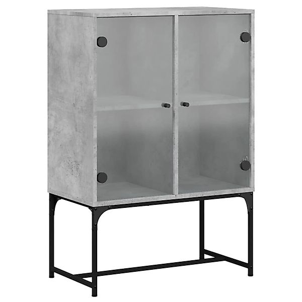 vidaXL Beistellschrank mit Glastüren Betongrau 69x37x100 cm 836549 günstig online kaufen