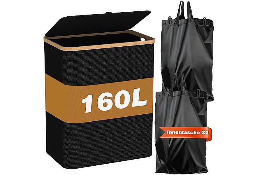 skelo Wäschekorb 160L Wäschekorb mit Deckel, Abnehmbare Wäschesack, Große F günstig online kaufen