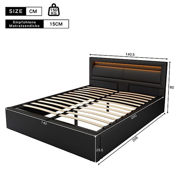 HAUSS SPOLE Polsterbett Polsterbett hydraulisches Doppelbett Funktionsbett günstig online kaufen
