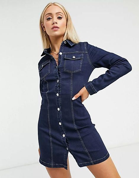 Urban Bliss – Stretch-Jeanshemdkleid in Blau günstig online kaufen