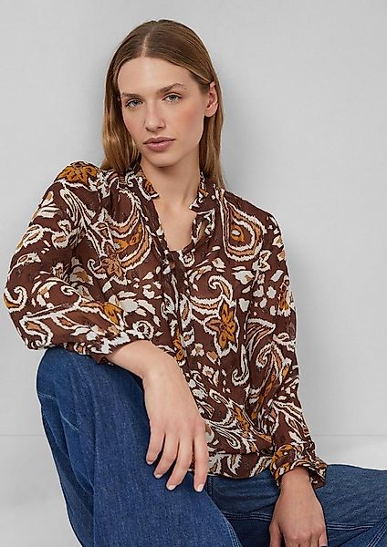 s.Oliver Langarmbluse Bluse Semitransparente Chiffon-Bluse mit All-over-Pri günstig online kaufen