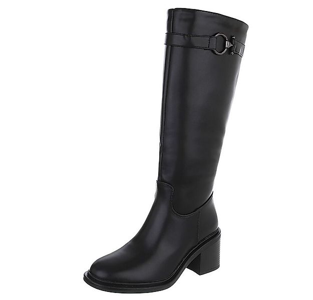 Ital-Design Elegante Damenkniehochstiefel mit modischem Riemen Stiefel (907 günstig online kaufen