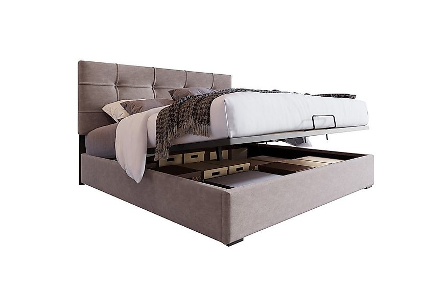 Flieks Polsterbett, Hydraulisches Doppelbett Stauraumbett 140x200cm Samt günstig online kaufen