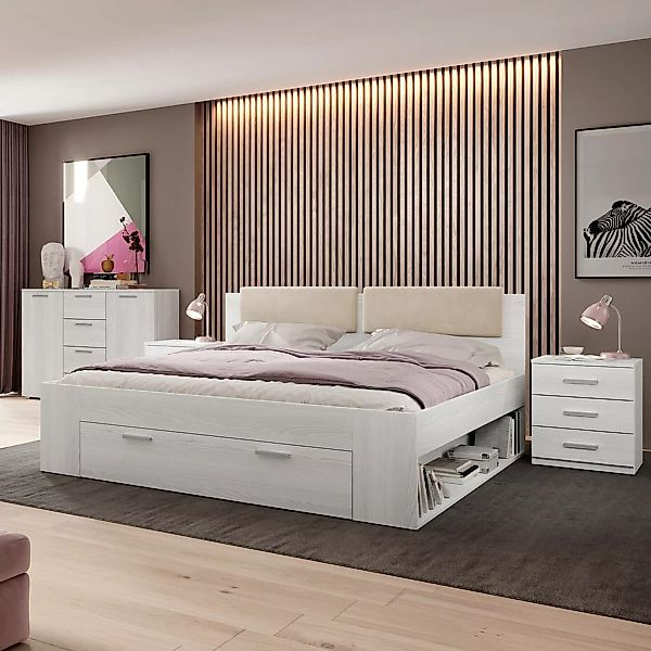 Schlafzimmer Komplett Set GRAZ-83 mit Doppelbett und Schubkasten in Abisko günstig online kaufen